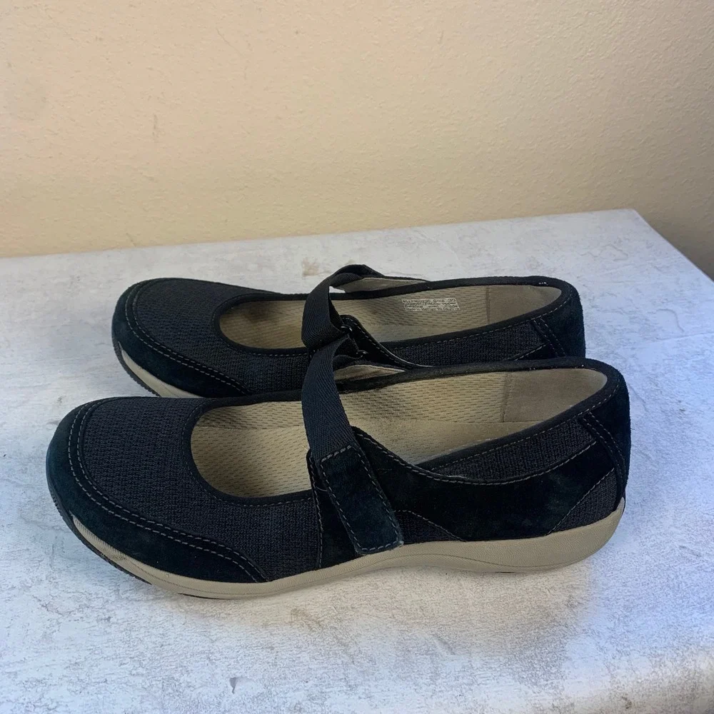 Dansko Hennie Shoes Black Suede/lFabric Mary Jane Shoes EU Women's EU 39 US9